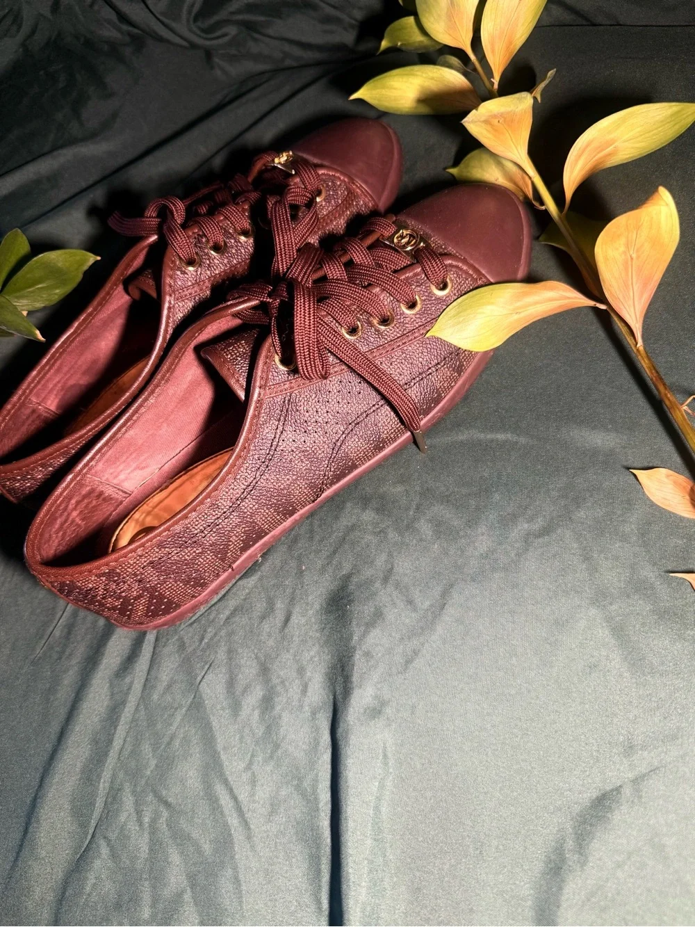 Michael Kors Women's Burgundy Logo Lace-Up Sneakers